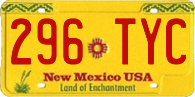 NM license plate 296TYC