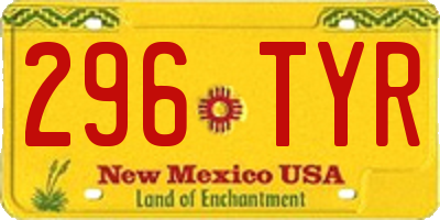 NM license plate 296TYR