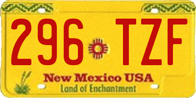 NM license plate 296TZF