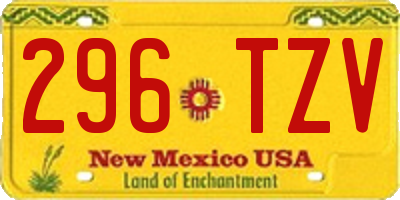 NM license plate 296TZV
