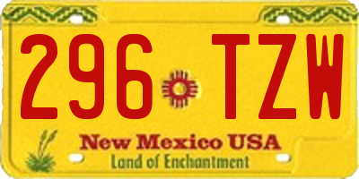 NM license plate 296TZW