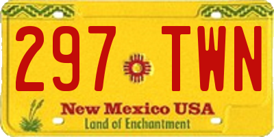 NM license plate 297TWN