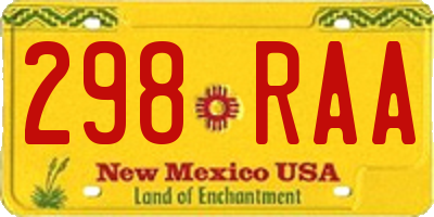 NM license plate 298RAA