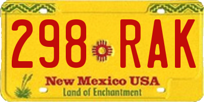 NM license plate 298RAK