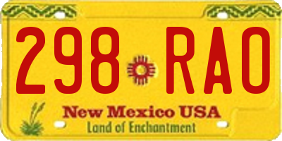 NM license plate 298RAO