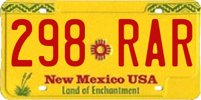 NM license plate 298RAR