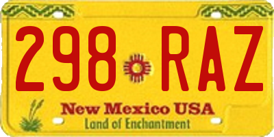 NM license plate 298RAZ