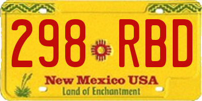 NM license plate 298RBD