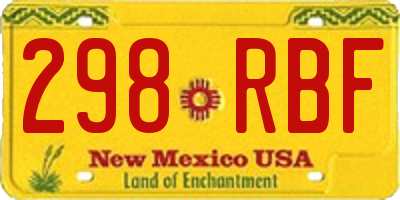 NM license plate 298RBF