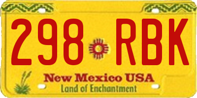 NM license plate 298RBK