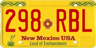 NM license plate 298RBL