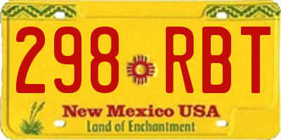 NM license plate 298RBT