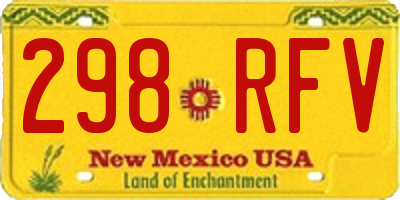 NM license plate 298RFV