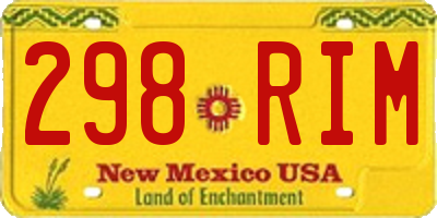NM license plate 298RIM