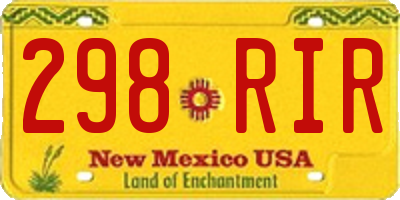 NM license plate 298RIR