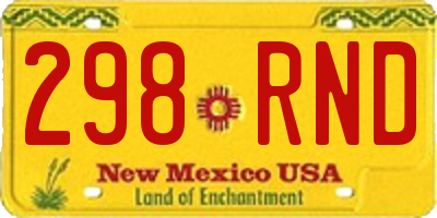 NM license plate 298RND