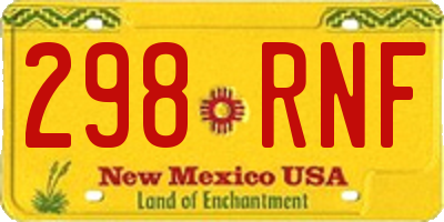 NM license plate 298RNF