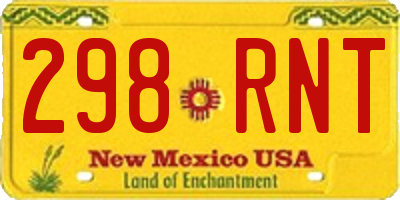 NM license plate 298RNT