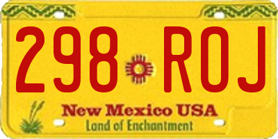 NM license plate 298ROJ