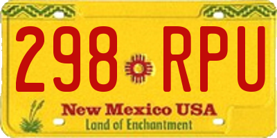 NM license plate 298RPU