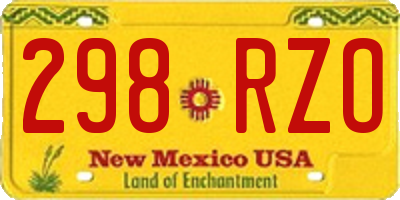 NM license plate 298RZO
