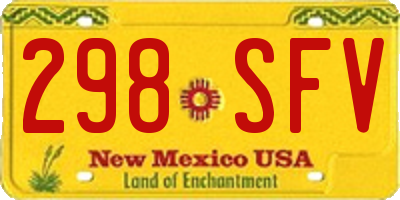 NM license plate 298SFV