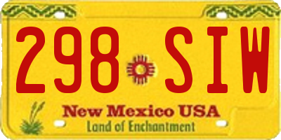 NM license plate 298SIW