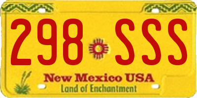NM license plate 298SSS