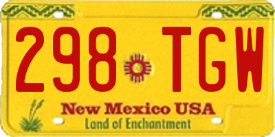 NM license plate 298TGW