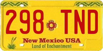 NM license plate 298TND