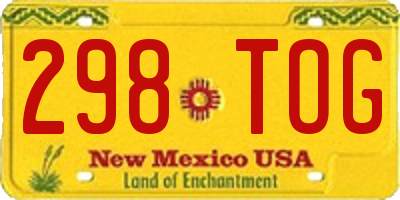 NM license plate 298TOG