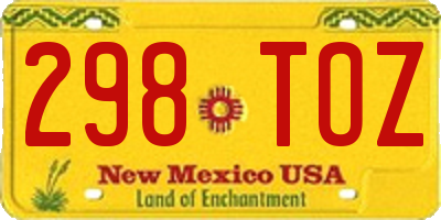 NM license plate 298TOZ