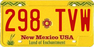 NM license plate 298TVW