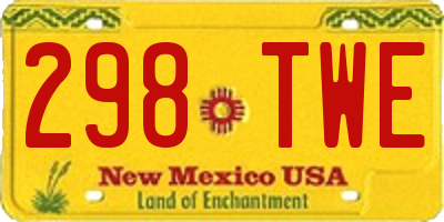 NM license plate 298TWE