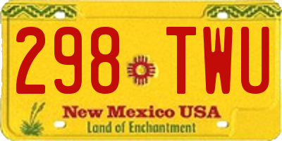 NM license plate 298TWU