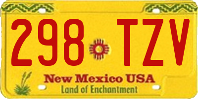 NM license plate 298TZV