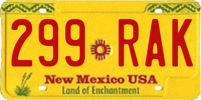 NM license plate 299RAK