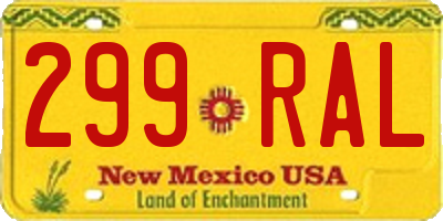 NM license plate 299RAL