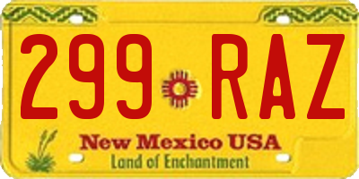 NM license plate 299RAZ