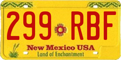 NM license plate 299RBF