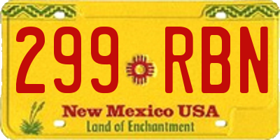 NM license plate 299RBN