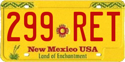 NM license plate 299RET