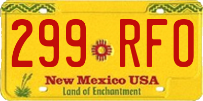 NM license plate 299RFO