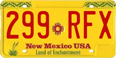 NM license plate 299RFX