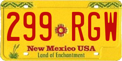 NM license plate 299RGW