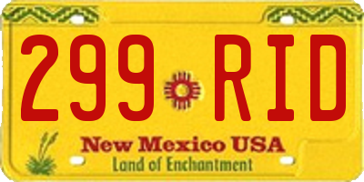 NM license plate 299RID