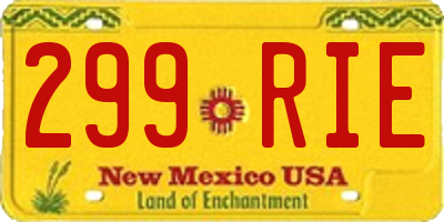 NM license plate 299RIE