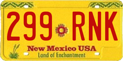 NM license plate 299RNK