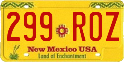 NM license plate 299ROZ