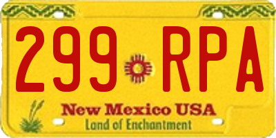 NM license plate 299RPA